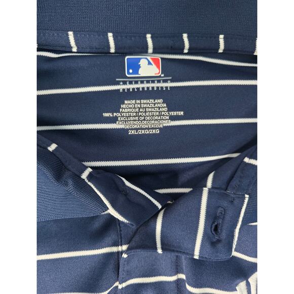 MLB NEW YORK YANKEES GENUINE MERCHANDISE 2XL MENS POLO SHORT SLEEVE STRIPED Navy - Picture 6 of 9
